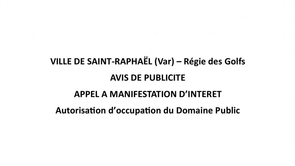 AVIS DE PUBLICITE - APPEL A MANIFESTATION D’INTERET